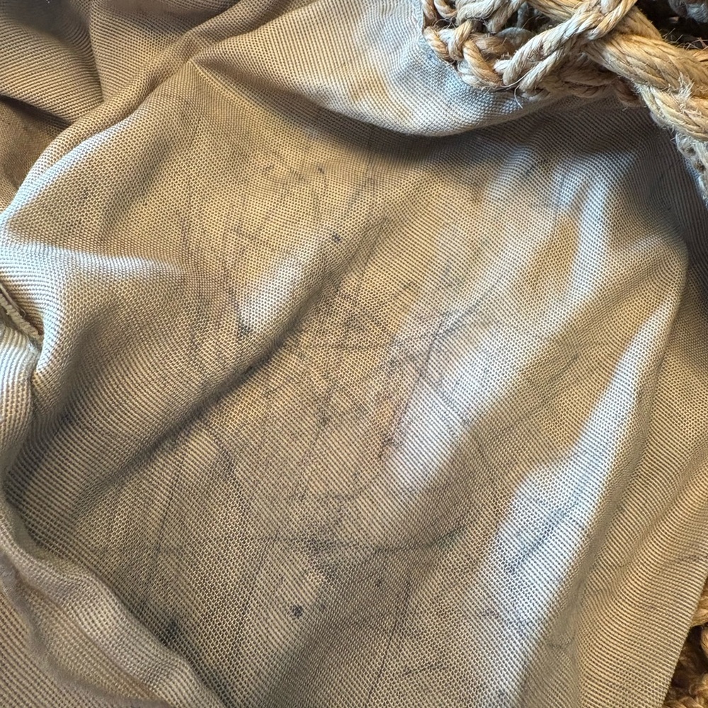Vintage Italian Tan Crochet/macrame Drawstring Bag - Picture 8 of 9